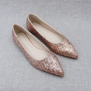 ASOS Rose Gold Glitter Flats